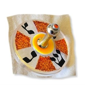 Acrylic Hanukkah Dreidel of Sparkling Gold